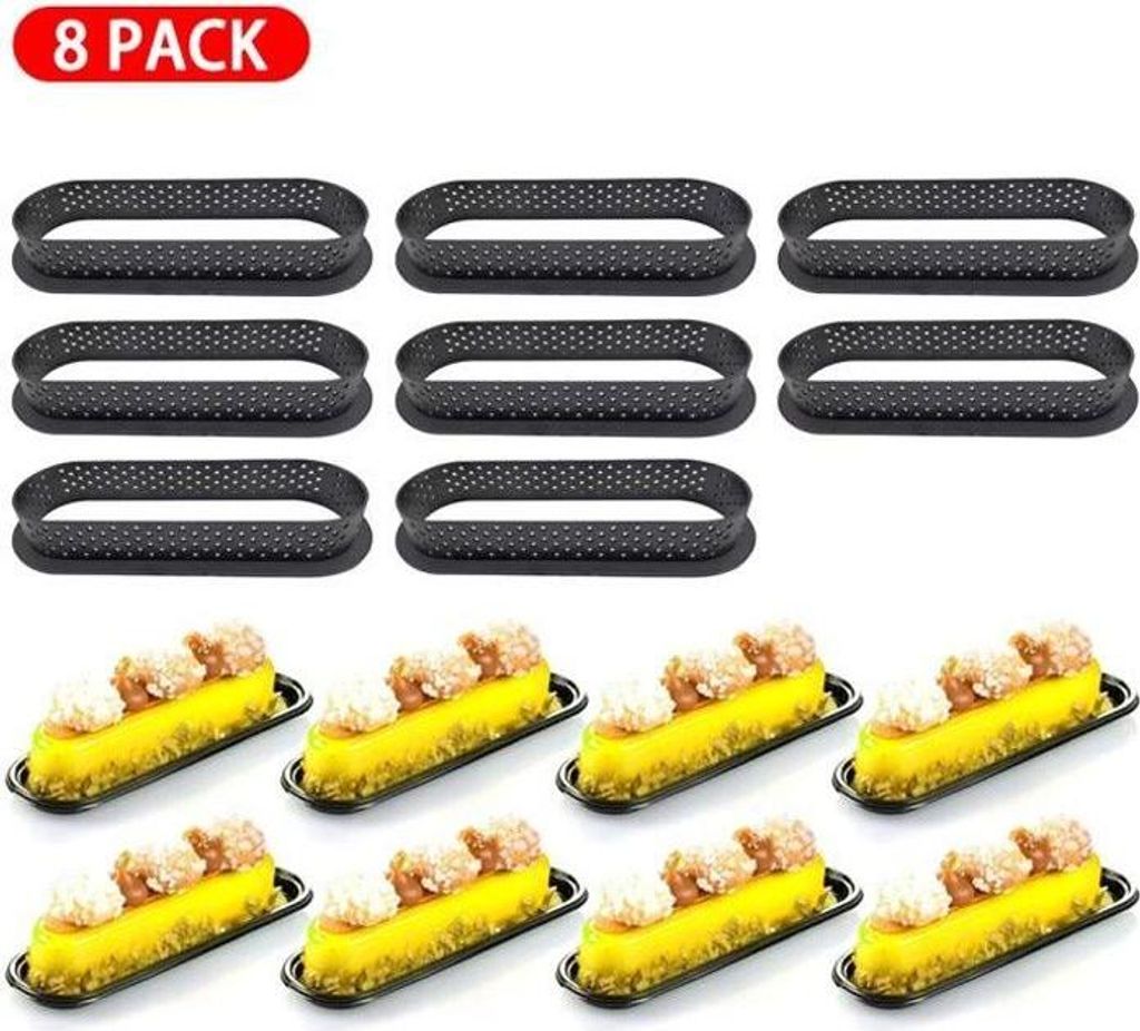 8-teiliges Set aus perforierten ovalen Kuchenformen, Mousse-Kreisring-Tarte-Dekoration