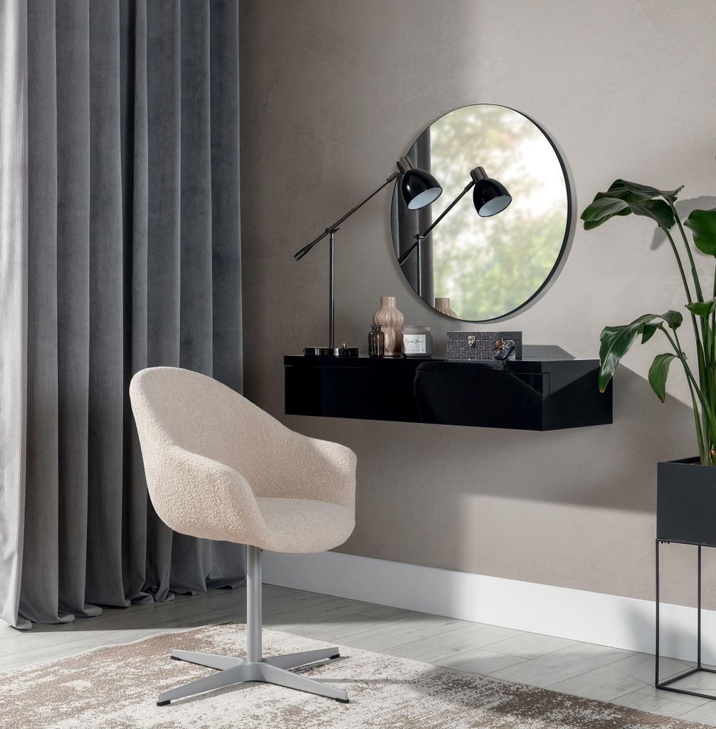 BEAUTYSOFA | Hängender Konsolentisch NIVARO Schwarz/Schwarz glänzend, Schminktisch mit 1 Schublade, Moderner Wandregale
