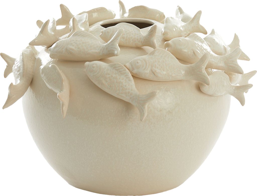 Light & Living - Vase FISCH - Ø40x27cm - Weiß