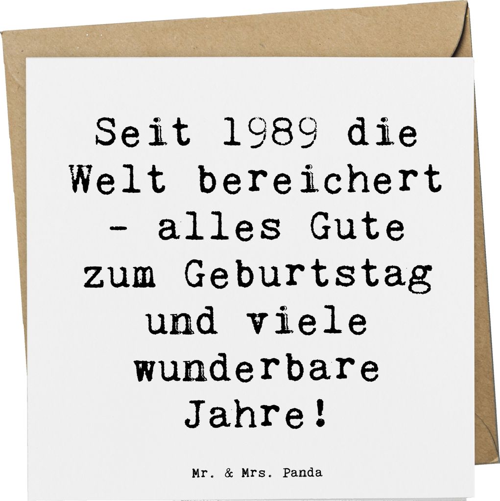 Mr. & Mrs. Panda Glückwunschkarte Spruch 1989 Geburtstag - Weiß - Geschenk, faltkarte, anlasskarte, Handgefertigte Geschenke, Happy Birthday, Kla...
