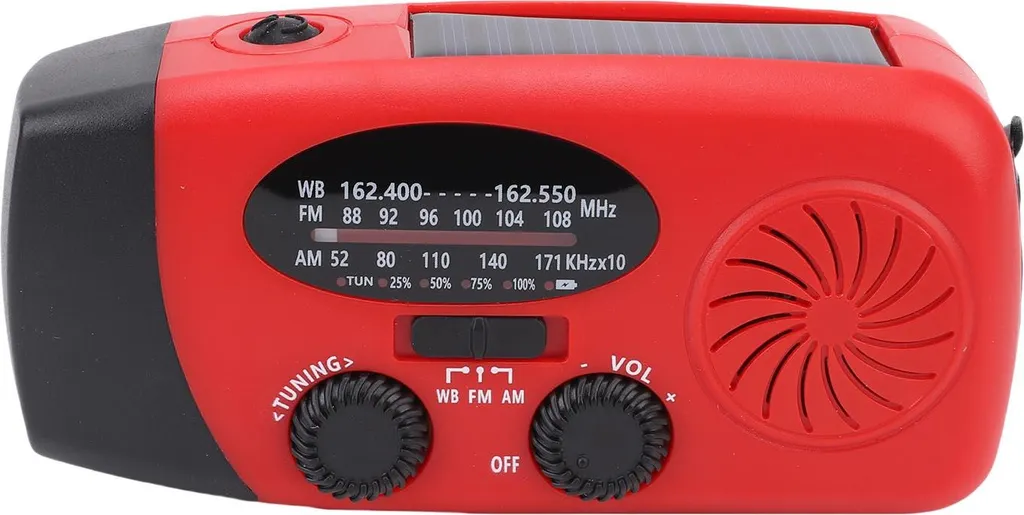 Radio Solaire 2000 mAh Multifonction avec Manivelle et Lampe LED Puissante