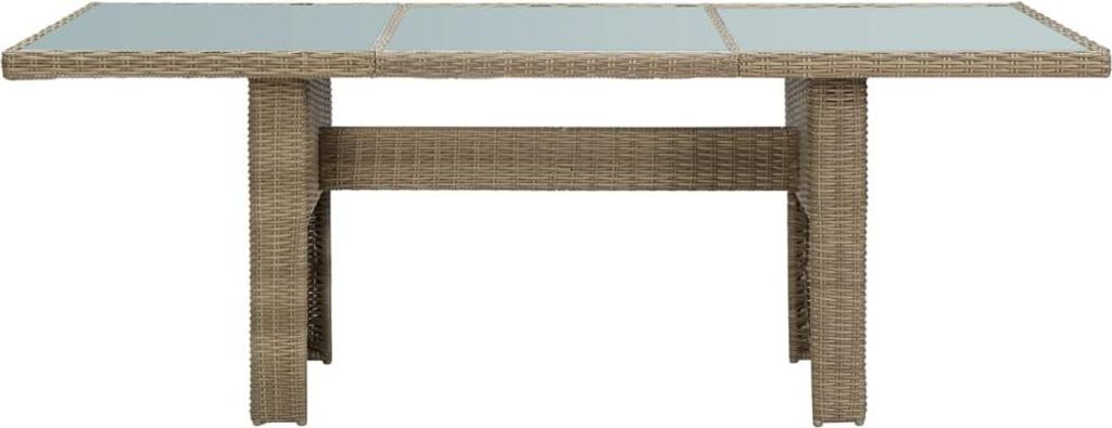 vidaXL Garten-Esstisch Braun 200x100x74 cm Glas und Poly Rattan