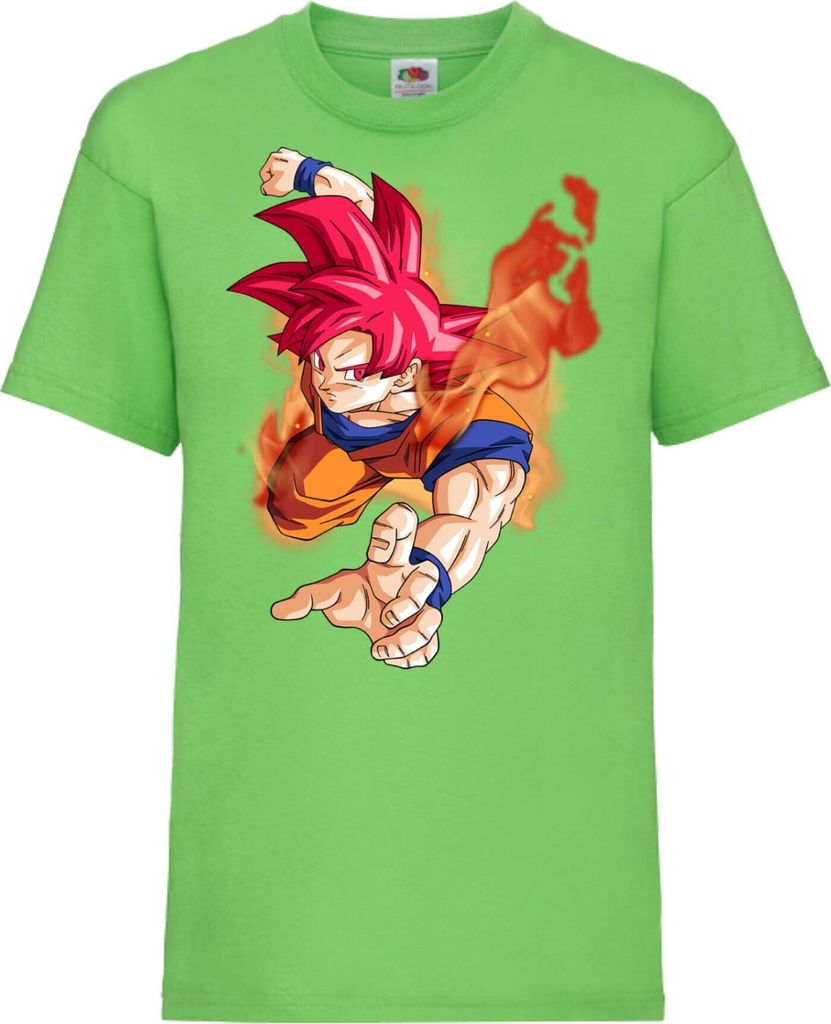 Kinder T-Shirt Dragon Anime Manga Ball Z 07 Gokugod Form, 12-13 Jahr - 152 / Lime
