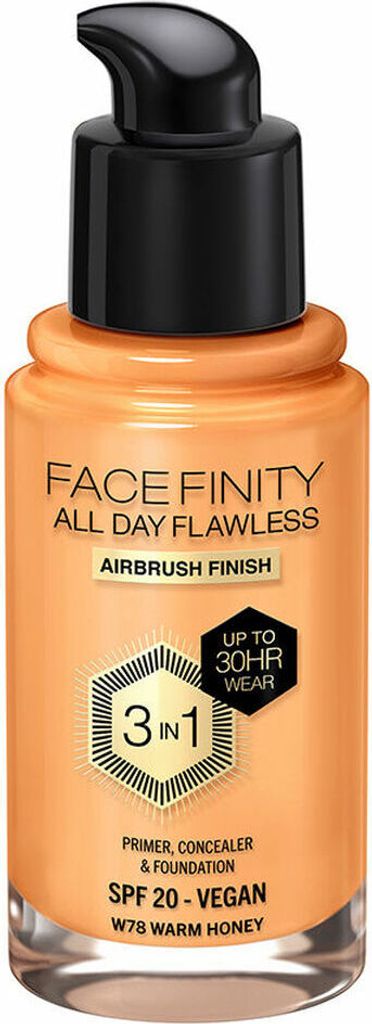 Max Factor Facefinity All Day Flawless 3 In 1 Foundation W78-Warm Honey 30ml