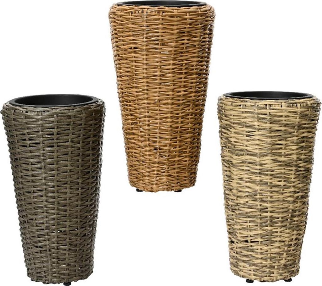 Decoris Blumentopf Rattan H50cm 3 Sortiert