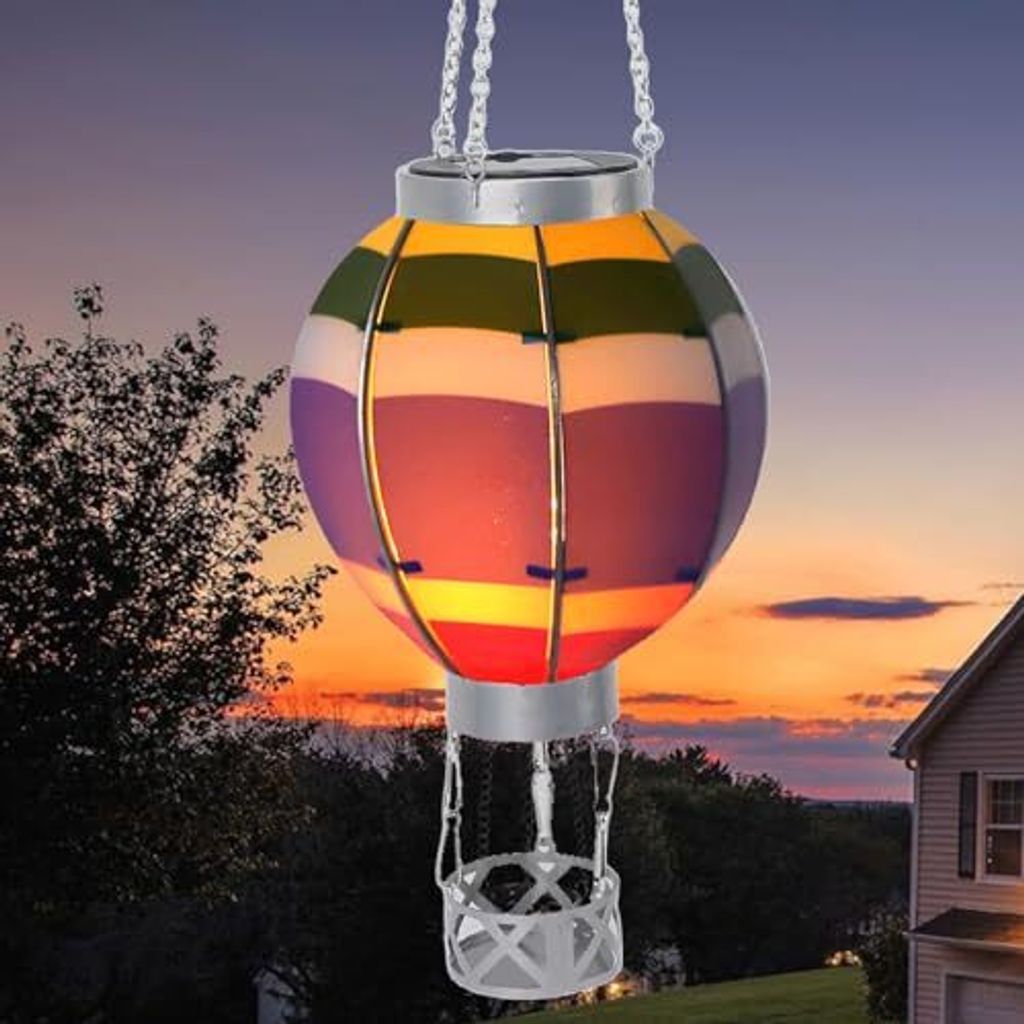 Heißluftballon Solarlaterne Kerzenhalter, Laternen, Außenleuchten, Eisen, hängende Lampe, wasserdichte dekorative Garten, Terrasse, Garten, Part...