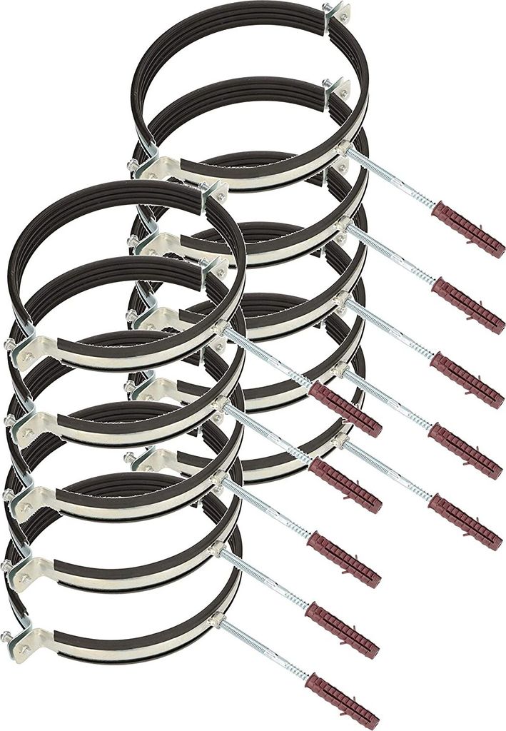 KOTARBAU 10er Set Rohrschellen 8" Rohrbefestigung Rohrleitungsbefestigung Gelenkrohrschellen Dichtung mit Dübeln