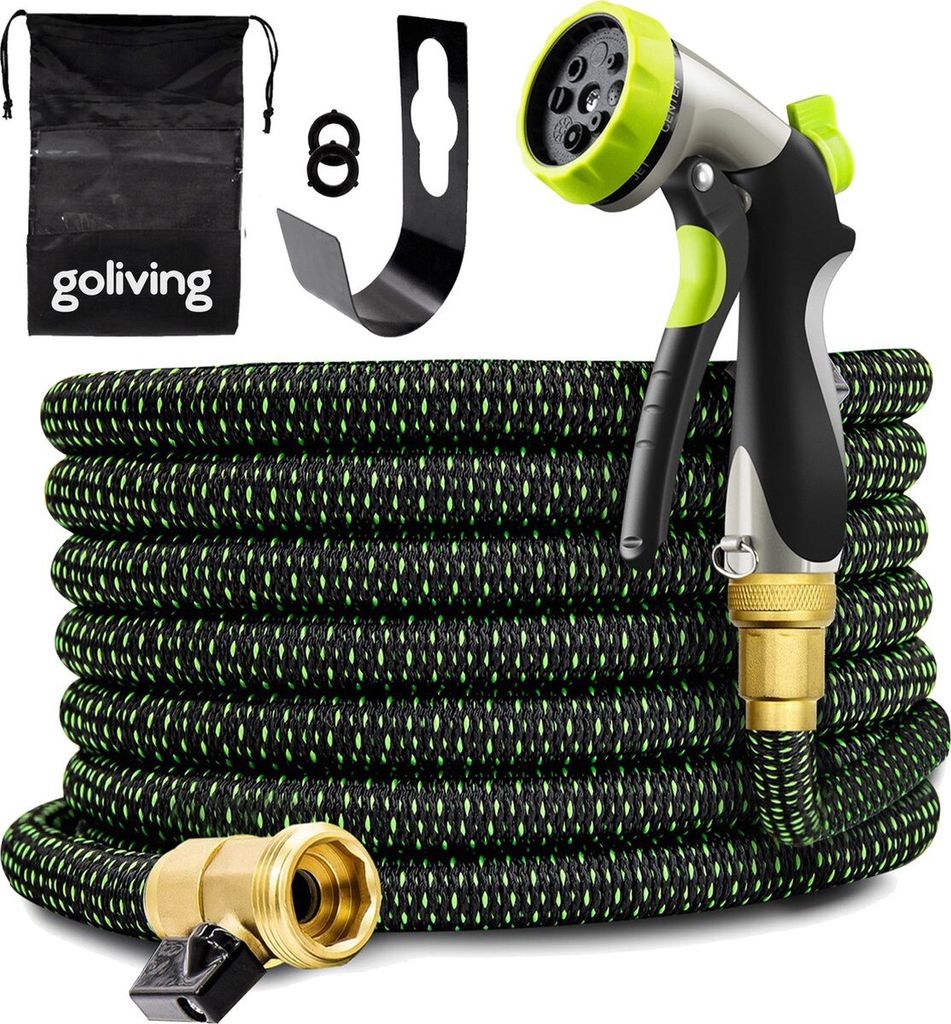 Gartenschlauch flexibel – 30m – ausziehbar – Gartensprinkler – acht Einstellungen