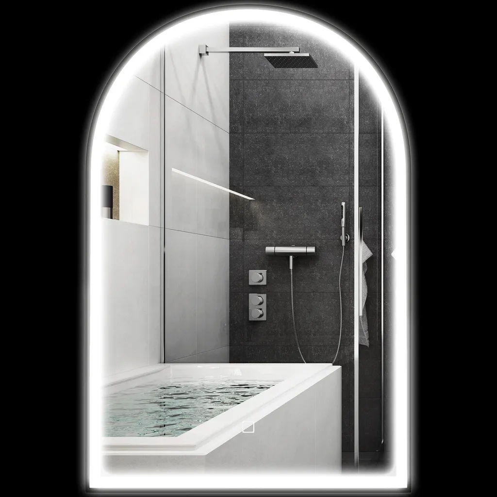 Miroir LED avec Désembuage et Cadre Alu 90x60cm Éclairage Tactile