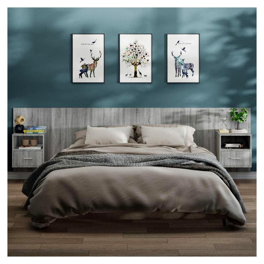 Wand-Nachttische 2 Stück Grau Sonoma