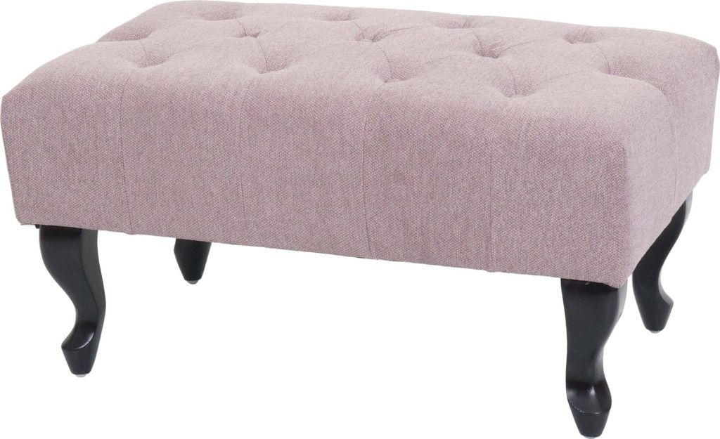 Ottomane Chesterfield Oxford, Sitzhocker Fußablage Hocker, wasserabweisend Stoff/Textil 39x77x47cm hellrosa
