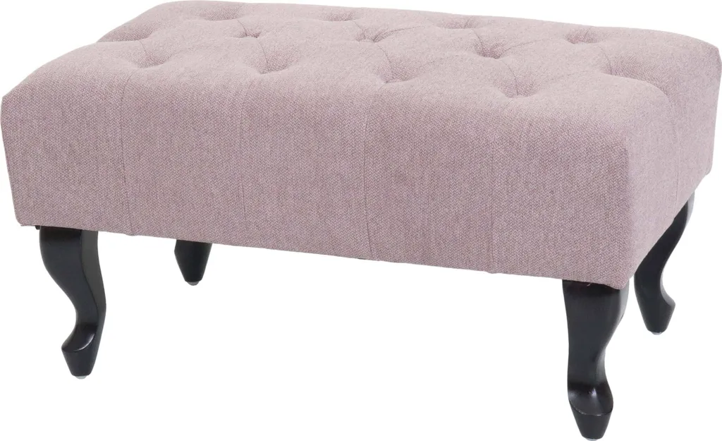 Pouf repose-pieds Chesterfield en tissu imperméable rose 39x77x47cm