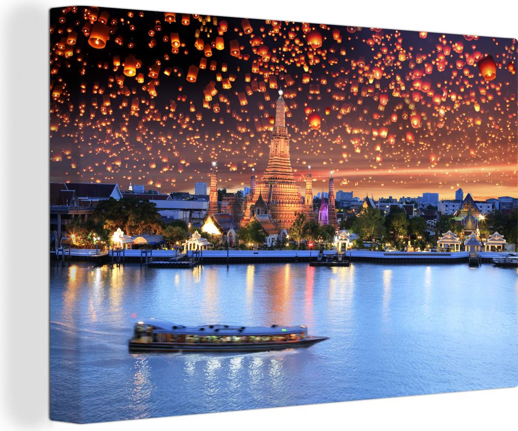 OneMillionCanvasses - Leinwandbilder - 140x90 cm, Bangkok - Thailand - Laternen, Wandbilder Kunstdruck Wanddekoration