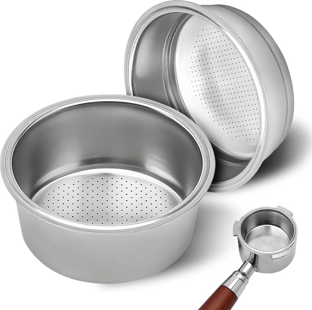 2 Stück 51mm Kaffeesieb Edelstahl, 1- und 2- Tassen Espresso Kaffeefilter, Sieb Filterkorb Wiederverwendbar, Siebträgerfilterkorb Kompatibel mit ...
