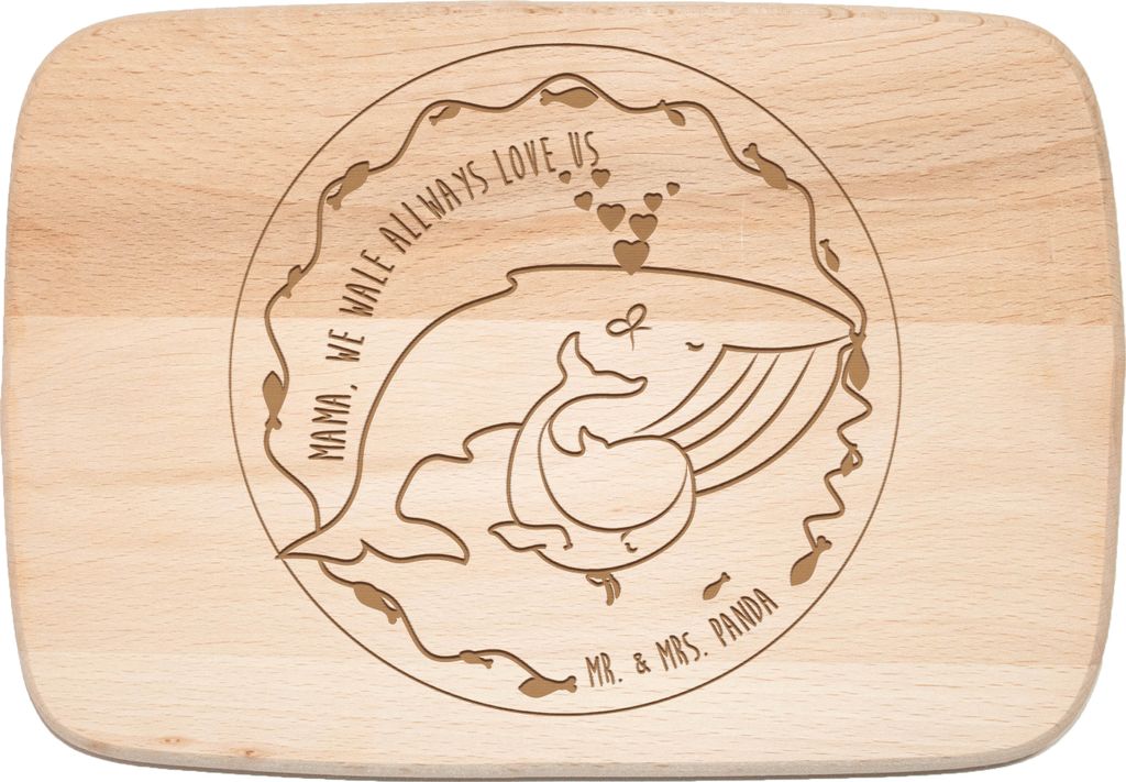 Mr. & Mrs. Panda Holz Schneidbrett Wal Mama - Transparent - Geschenk, Holzbrett, Frühstücksbrettchen, Muttertag, Mutter, Geburtstag, Schneidebret...