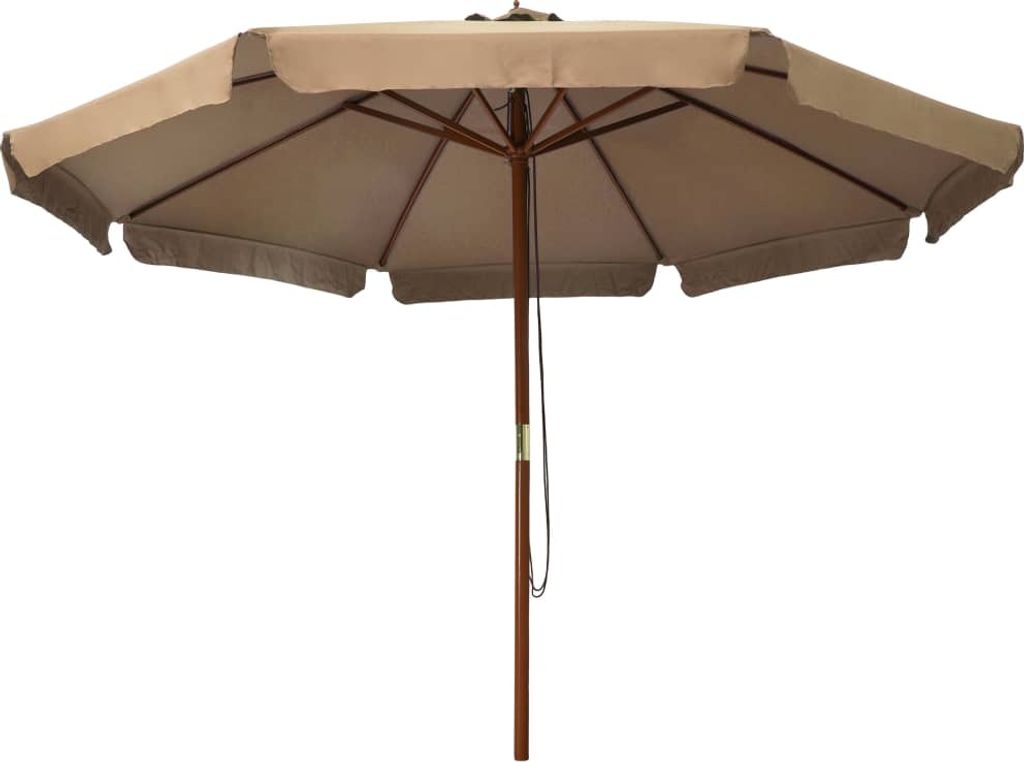 vidaXL Parasol z drewnianym drążkiem 330 cm Taupe Zdjęcie produktu 