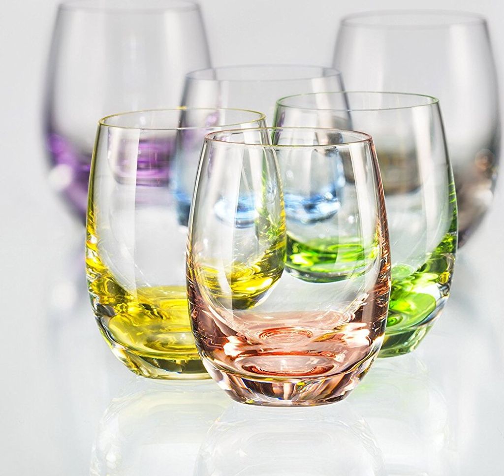 Likörgläser Schnapsgläser Rainbow Kristallglas Likörgläser 60 ml mehrfarbig 6er Set Bohemia Crystalex