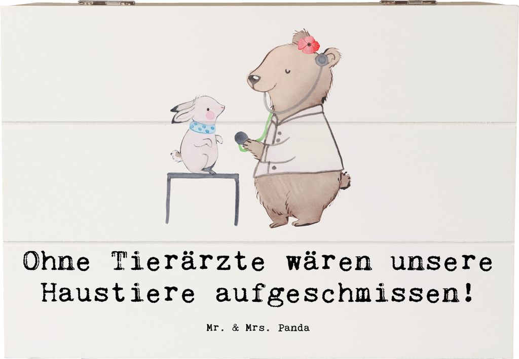 Mr. & Mrs. Panda holzschatulle Tierarzt Helden 22 x 15 cm - Weiß - Geschenk, Tiermedizin, tierische Patienten, Berufsprodukte, Box, Berufsliebe, f...