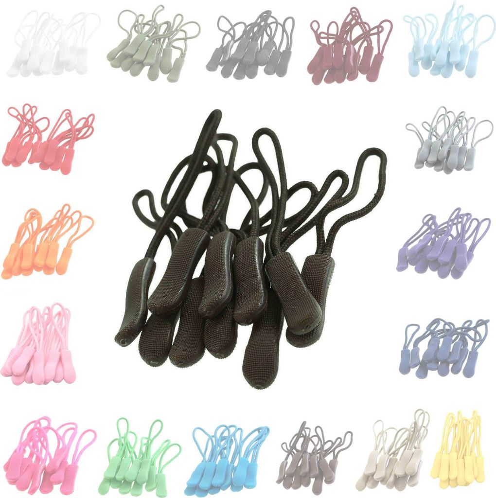 10 Zipperschlaufen 70 Farben Reißverschluss Verlängerung Reißverschlussanhänger