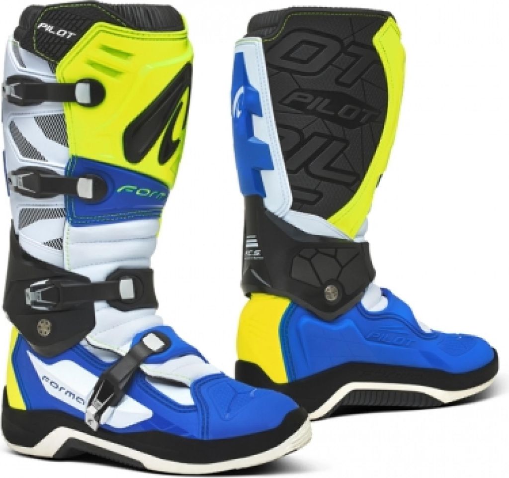 Motorradstiefel FORMA PILOT neon gelb/weiß/blau 42