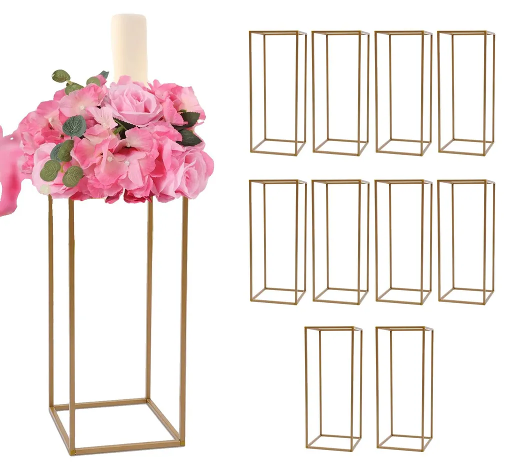 Porte-fleurs doré pour mariage et réception lot de 10 supports métal