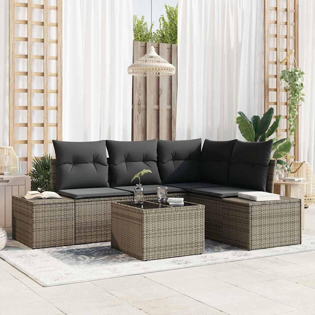 "2026 Promotion" Gartensofa-set 5 pcs - Grau Poly-Rattan - Gartenmöbelset CC18867