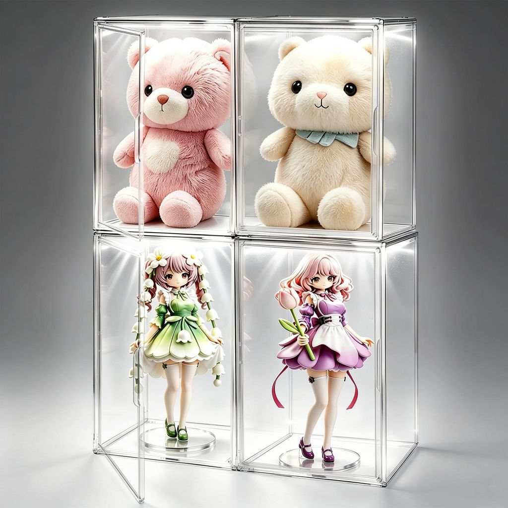 4 vitrines en acrylique LED, dimensions 44x33x33 cm, Image du produit 