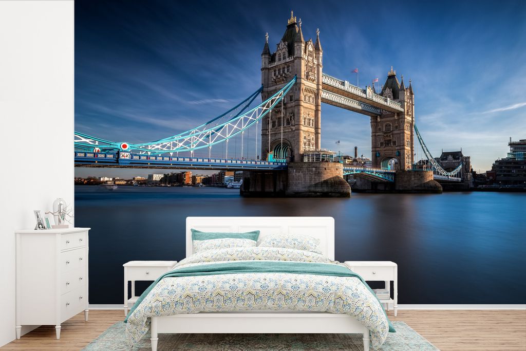 MuchoWow Fototapete für Wohnzimmer oder Schlafzimmer Wandtapete Vinyl Motivtapete Tower Bridge - Themse - London - 330x220 cm - Fototapeten