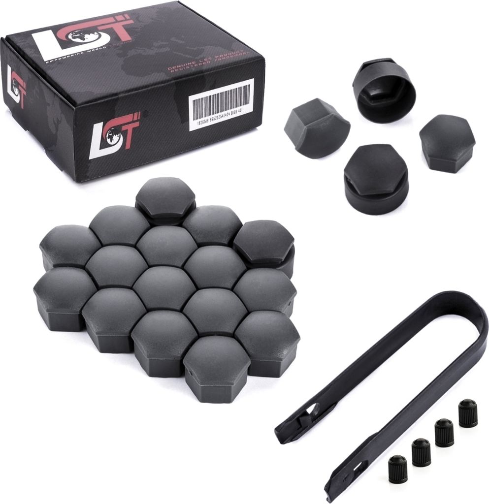 20x Radschraube Kappen 17 mm Anthrazit Diebstahlhemmend für ALFA ROMEO SUBARU