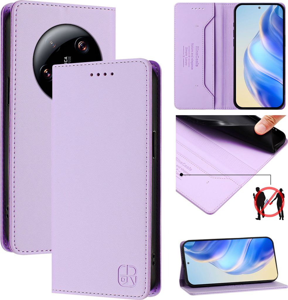 Lederhülle für Xiaomi 13 Ultra Hülle Flip Brieftasche Kartenfächern Ständer Schutzhülle Violett