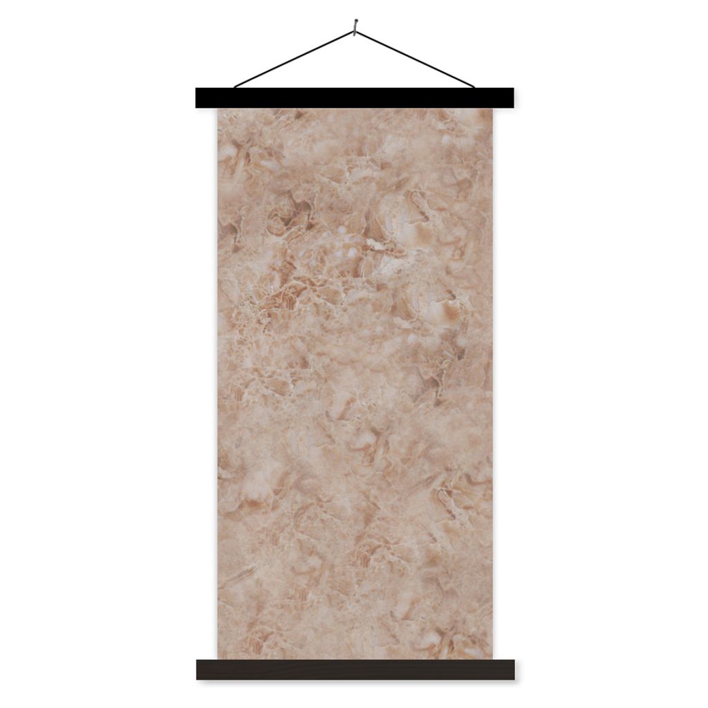 MuchoWow Textilposter Marmor - Braun - Muster 60x120 cm mit schwarzem Rahmen - Magnete