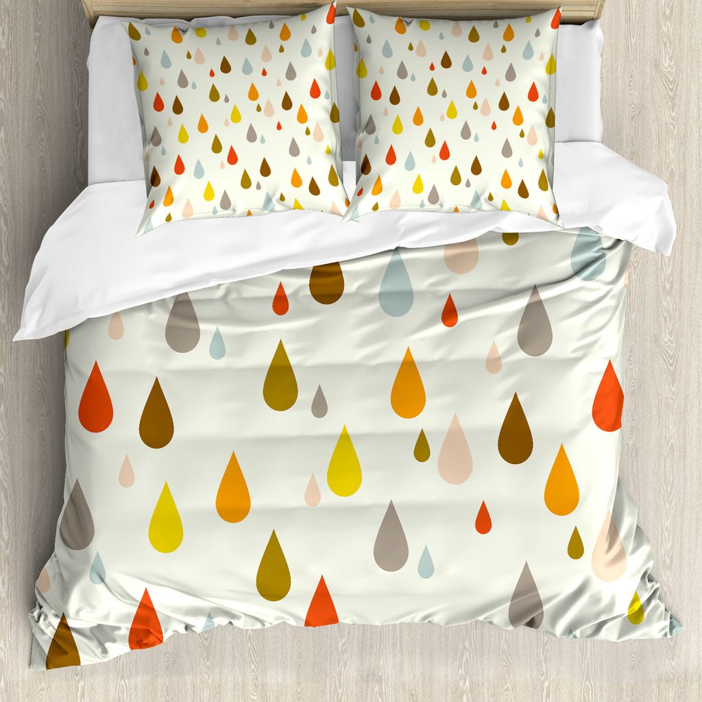 ABAKUHAUS Bunt Bettbezug, Retro Wassertropfen Regen, Milbensicher Allergiker geeignet mit Kissenbezügen, 155 cm x 220 cm - 80 x 80 cm, Mehrfarbig