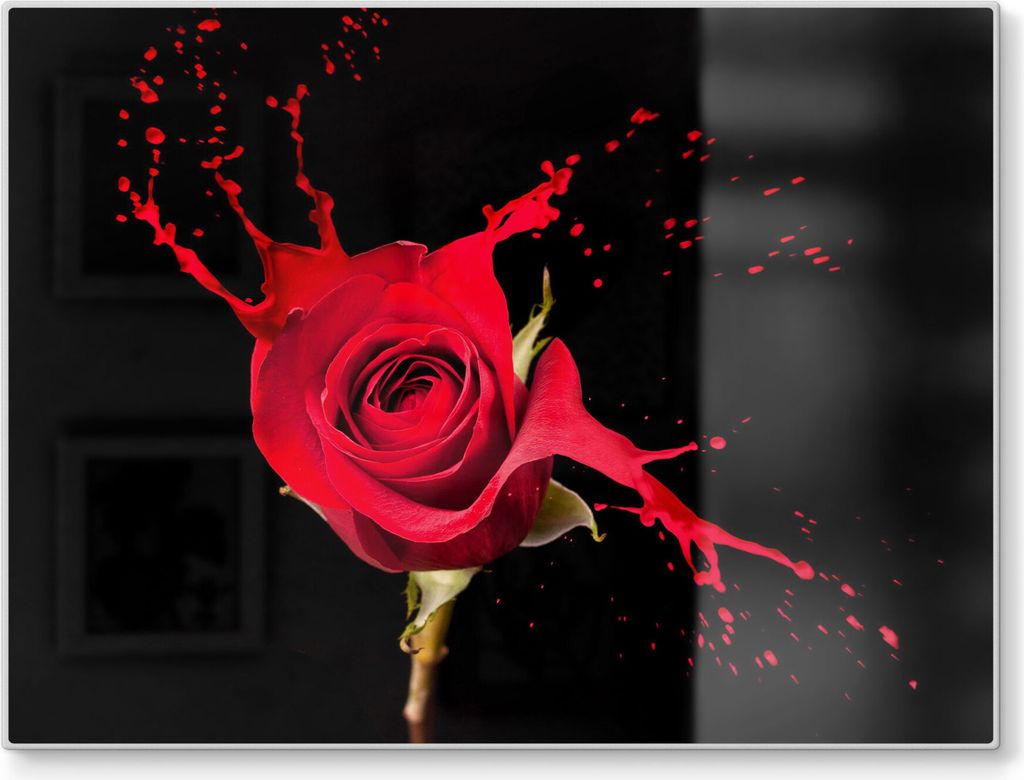 DEQORI Schneidebrett Glas 40x30 cm 'Zerfließende Rosenblüte' Schneideplatte groß