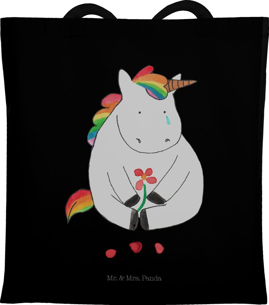 Mr. & Mrs. Panda einkaufsshopper Einhorn Traurig - Schwarz - Geschenk, Blume, Unicorn, Schultasche, Stoffbeutel, Freunde, Einhörner, Liebe, Laptop...