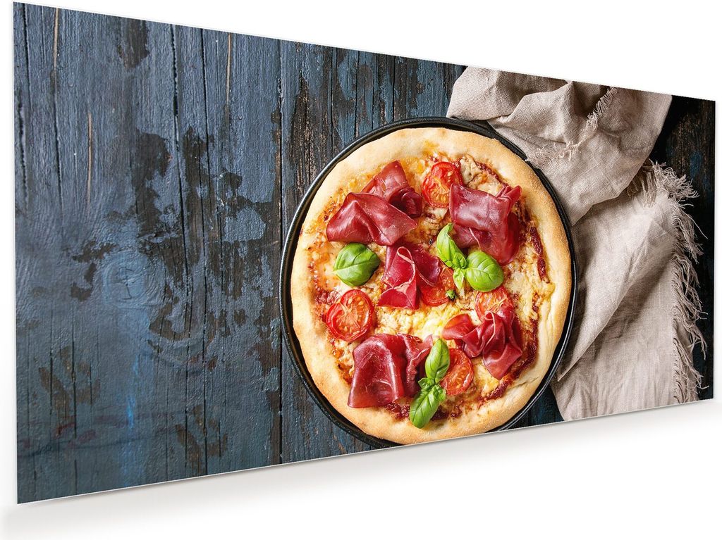 Glasbild Wandbild Pizza klassisch 100x50cm in XXL für Wohnzimmer, Schlafzimmer, Badezimmer, Flur