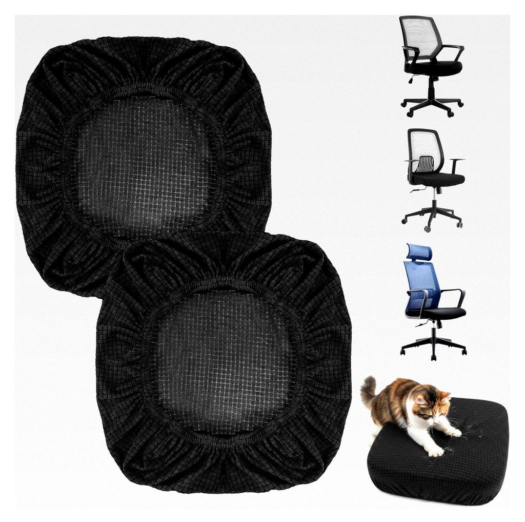 2 Stück elastische Bürostuhlbezüge, Schwarz, waschbar, für 35-48 cm Bürostühle