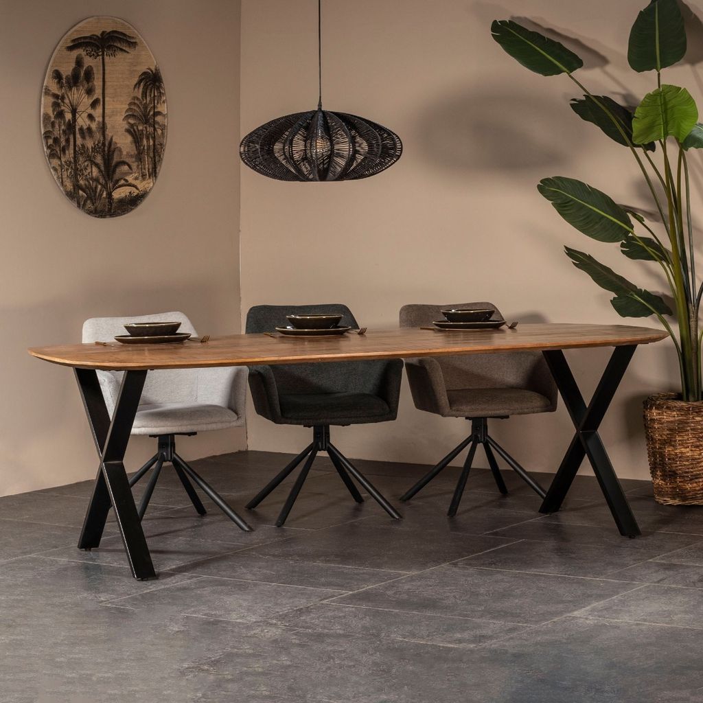 Dänischer Ovaler Esstisch - Braun - Mangoholz - 200cm - Esstisch Gordon - Giga Meubel