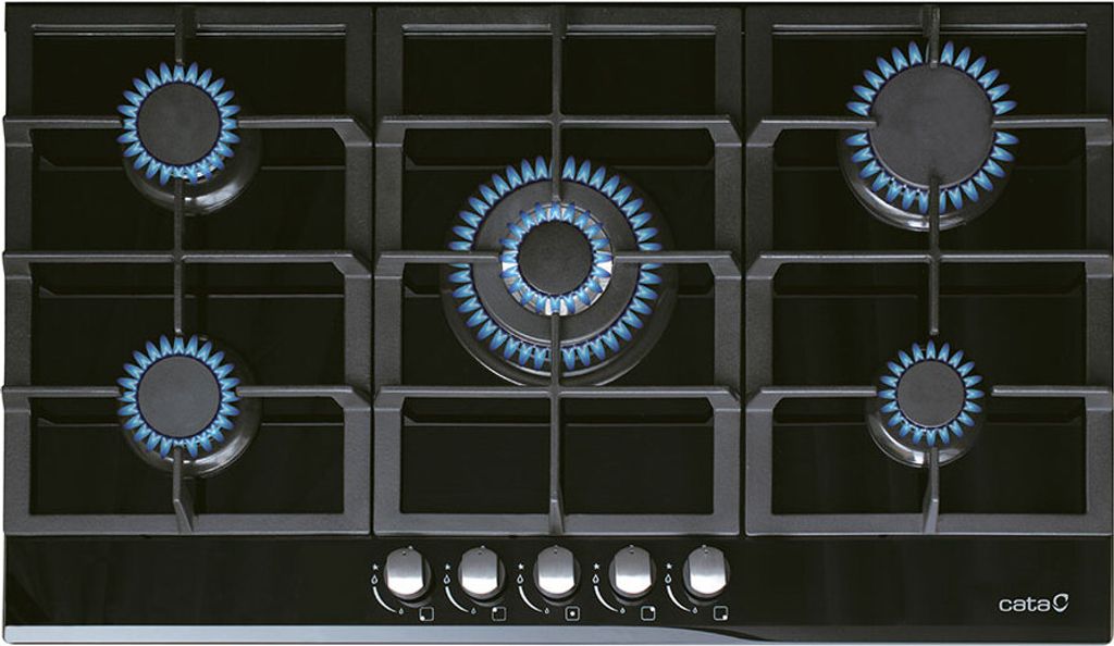 CATA LCI 9041 BK, Schwarz, Integriert, 87 cm, Gaskochfeld, Glas, 5 Zone(n)