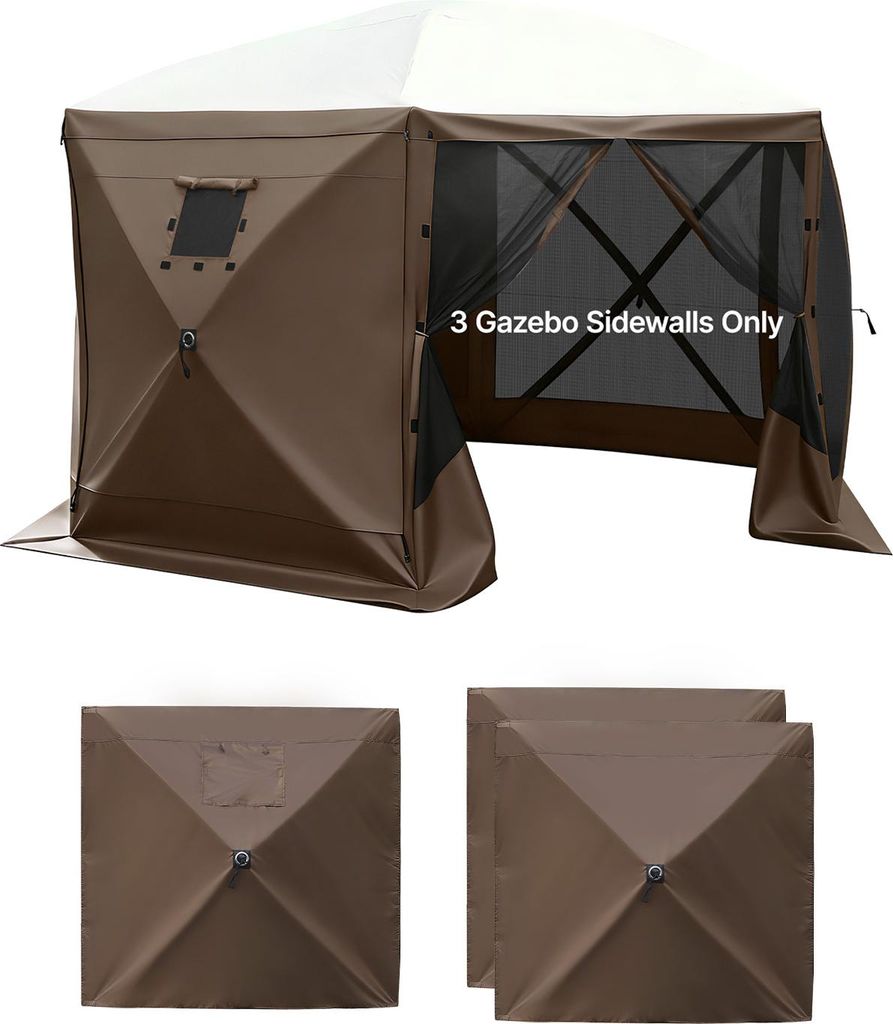 SucceBuy 3x Seitenwände für Pavillon, 1,73 x 1,48 m, Wasserabweisende Seitenplanen mit Sonnenschutz und PolyurethanBeschichtung, Seitenwand mit F...