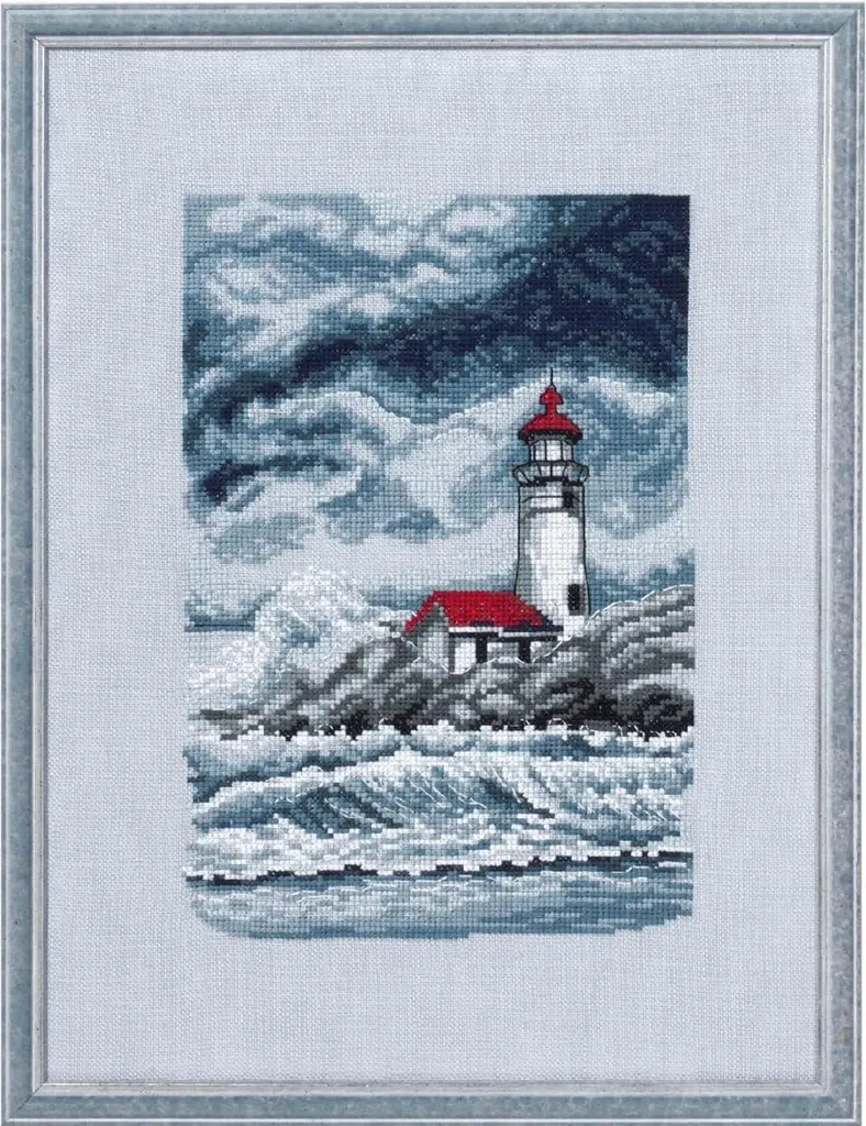 Décoration marine à broder point de croix Phare kit Permin 12-0166