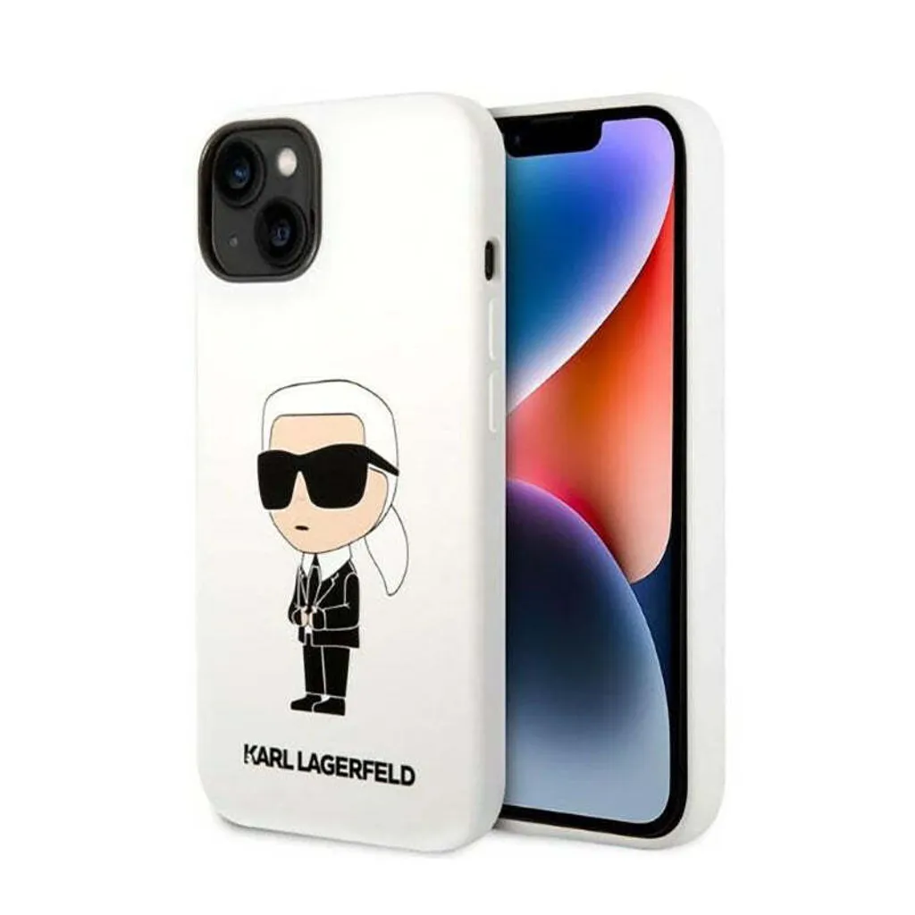 Cover Karl Lagerfeld iPhone 14 Plus / 15 Plus - Bianco Silicone Ikonik