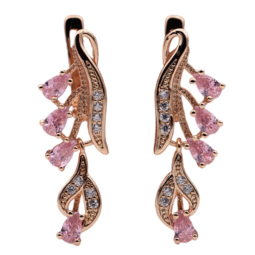1 Paar einfache Damen-Ohrringe, Wassertropfen, Zirkonia, lange Ohrringe, Schmuckzubehör-Rosa