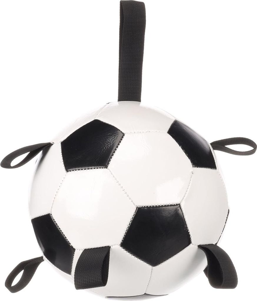Flamingo Towa – Schwimmfähiger Fußball für Hunde – Weiß/Schwarz – Ø 19 cm – Mit Griffen – Robustes Wasserspielzeug für interaktives...