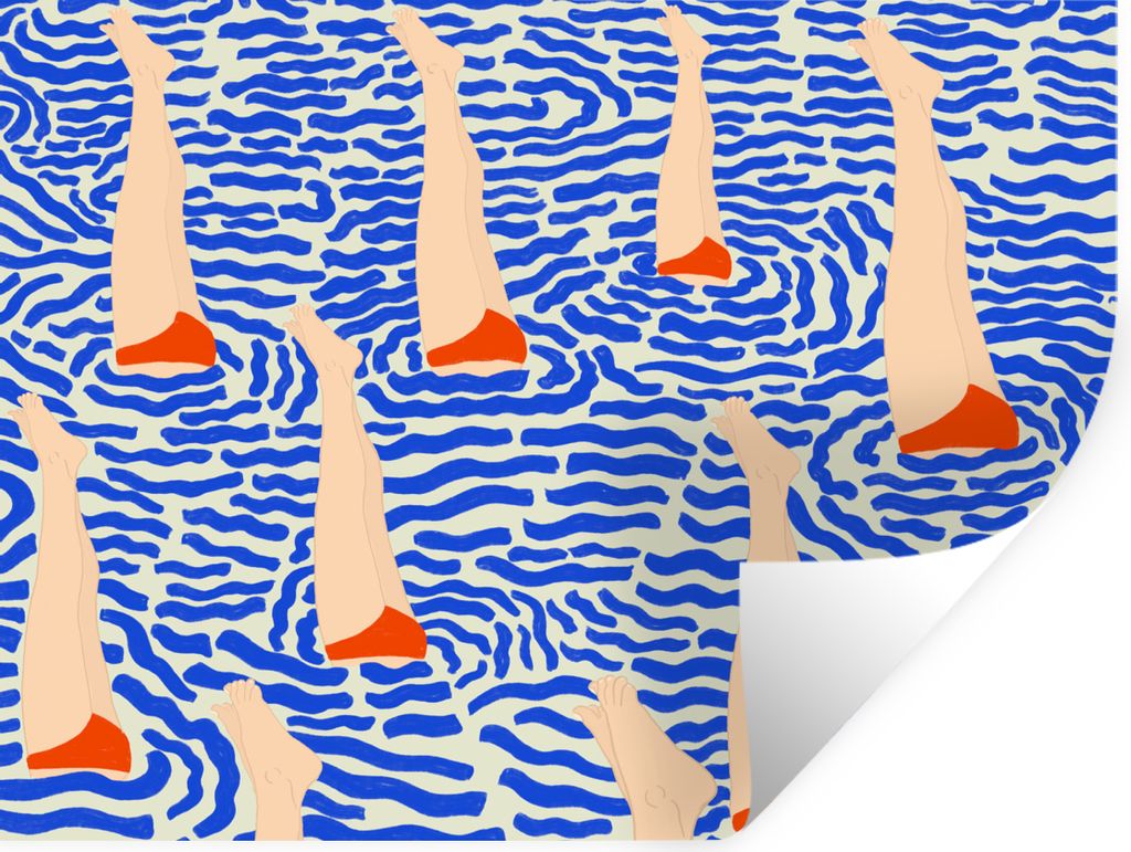 MuchoWow Wandtattoo Wandsticker Wandaufkleber Bein - Wasser - Vintage 80x60 cm Selbstklebend und Repositionierbar - Faltenfrei