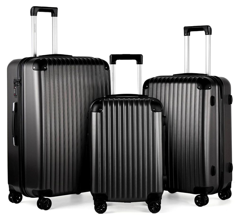 Kofferset 3-teilig, Hartschalenkoffer Set aus ABS, Reisekoffer mit Rollen, Gepäck-Sets (Set-M–L–XL, Dunkelgrau)