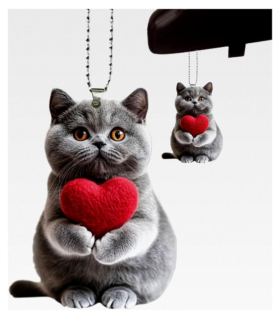 Katzenornament für die Rückansicht – Acryl, 8 cm, Tier-Anhänger, leichte Oberfläche | Hängedekoration für den Rückspiegel