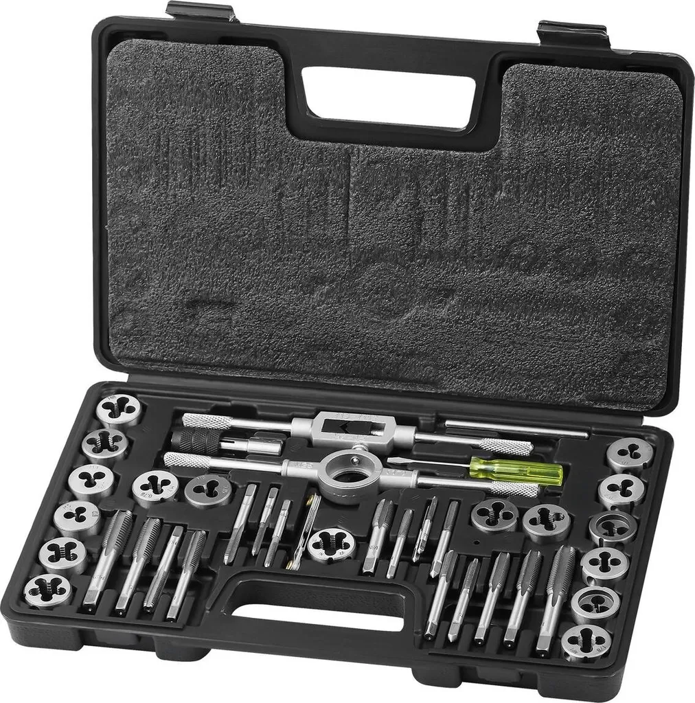 Set di maschi e filiere 40 pezzi, misura metrica da M3 a M12, utensile per filettatura in acciaio per cuscinetti
