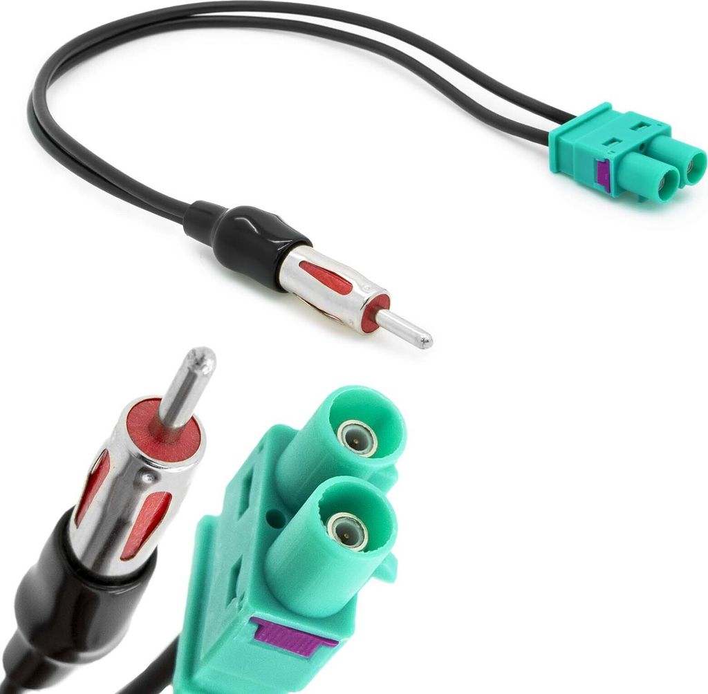Auto Radio Doppel Fakra Antennen Adapter auf DIN ISO Stecker passend für Audi VW Seat Volvo