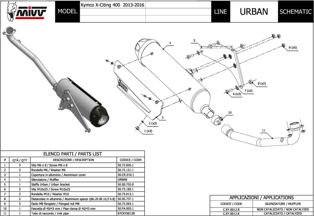 Échappement Mivv Urban Inox : Idéal pour Kymco Xciting 400 2013-2016