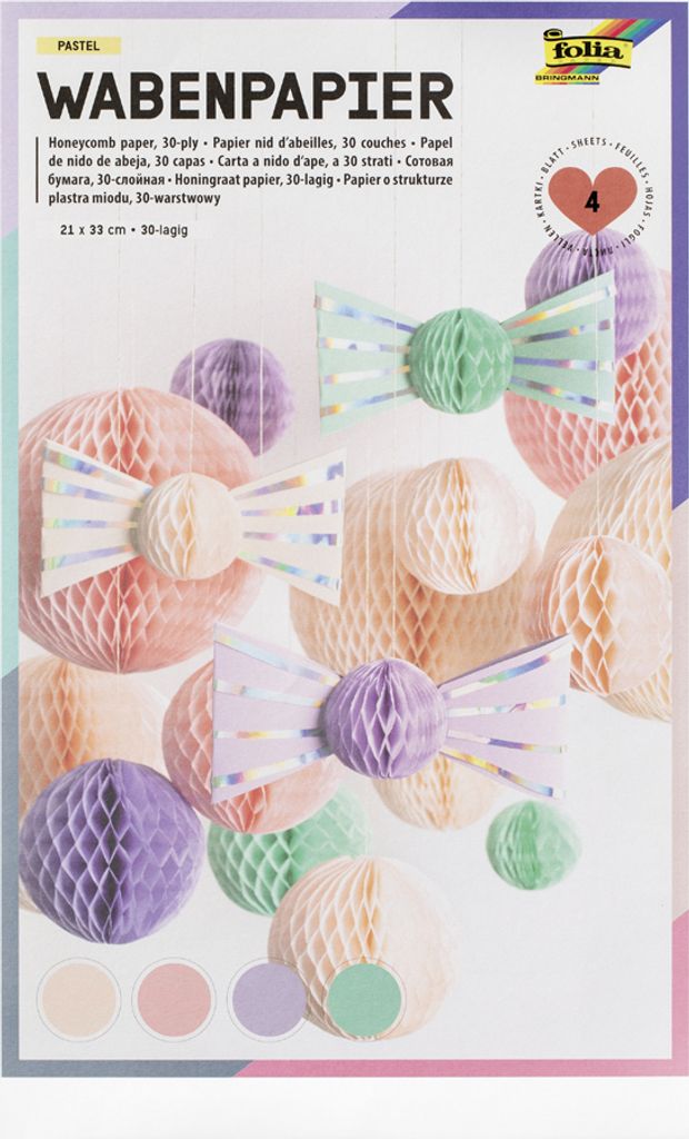 folia Wabenpapier PASTEL 30-lagig 210 x 330 mm nassfest